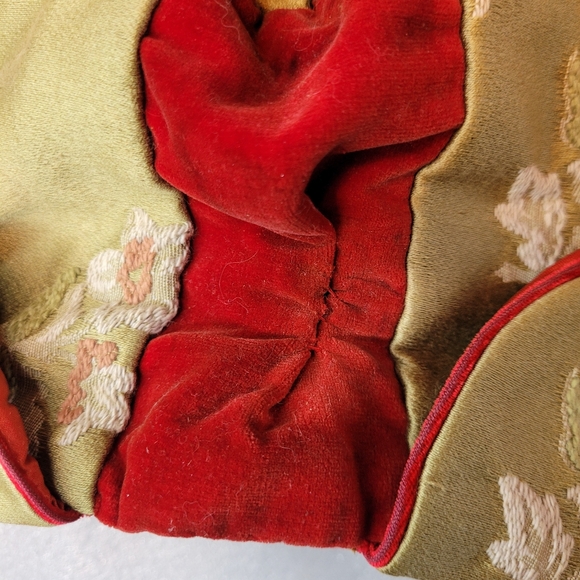 Vintage Chinese Silk Hat Floral Embroidery green-gold and red antique - Picture 11 of 11